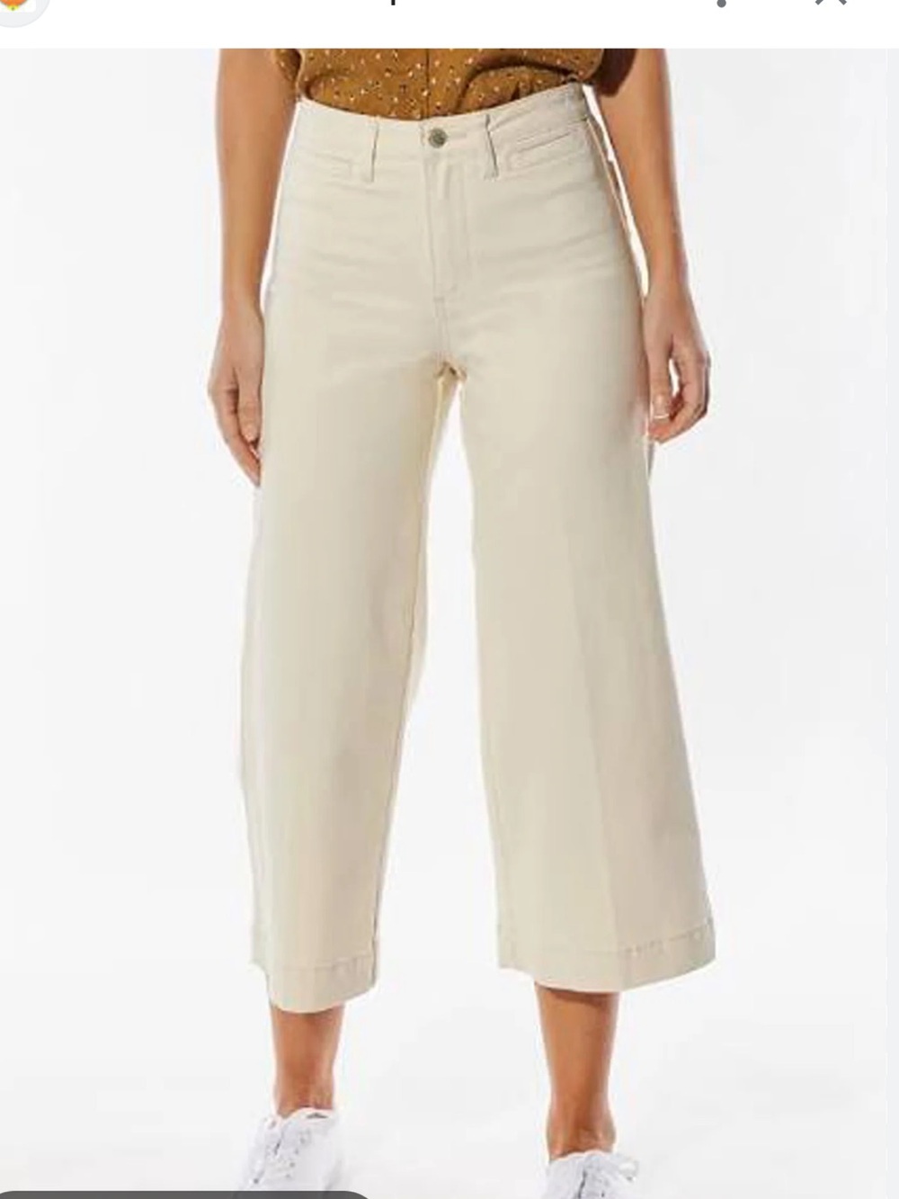 OAT New York Cream Wide Leg Crop Jeans Size 29 High Rise Stretch Ecru